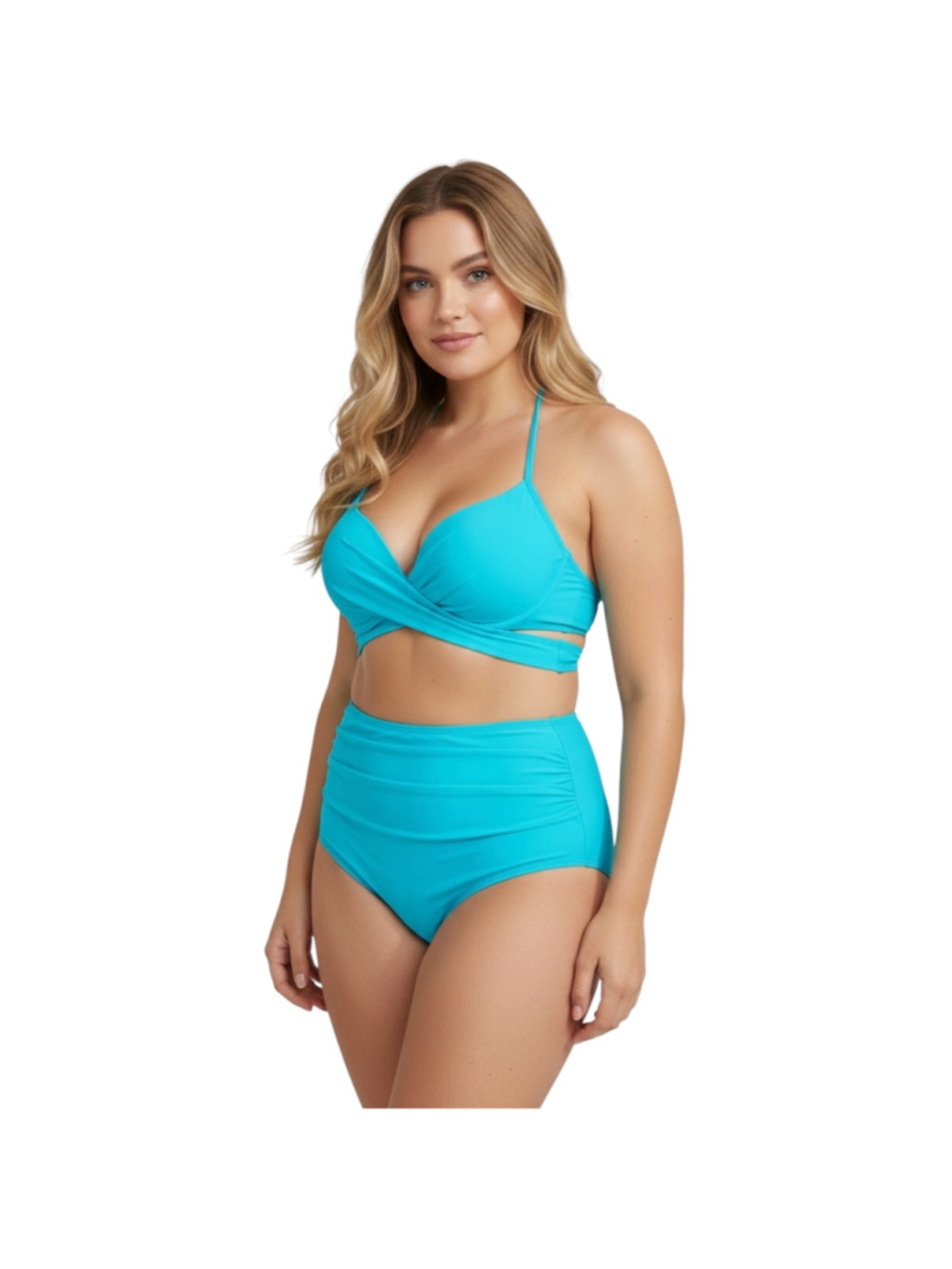 Tempt Me NWT Turquoise Underwire Halter High-Waisted Bikini Swimsuit XXL